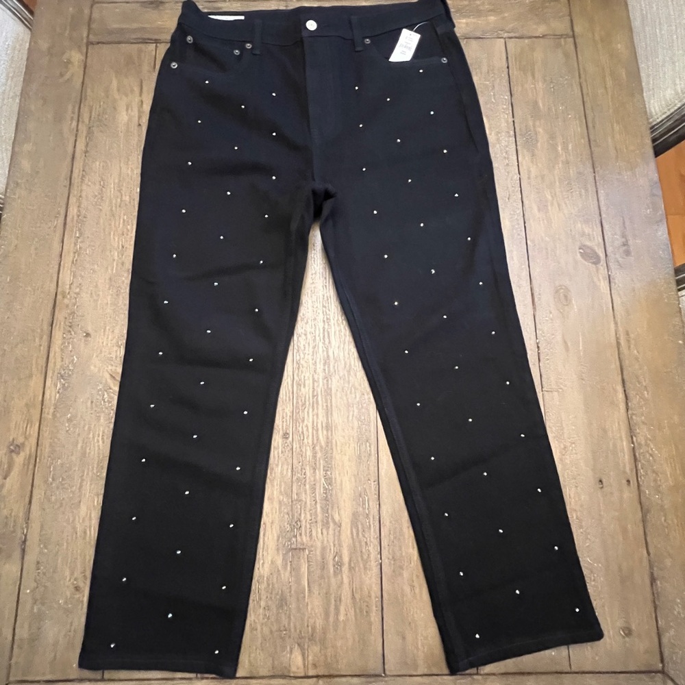 High Rise Rhinestone Cheeky Straight Jeans - Picture 6 of 7